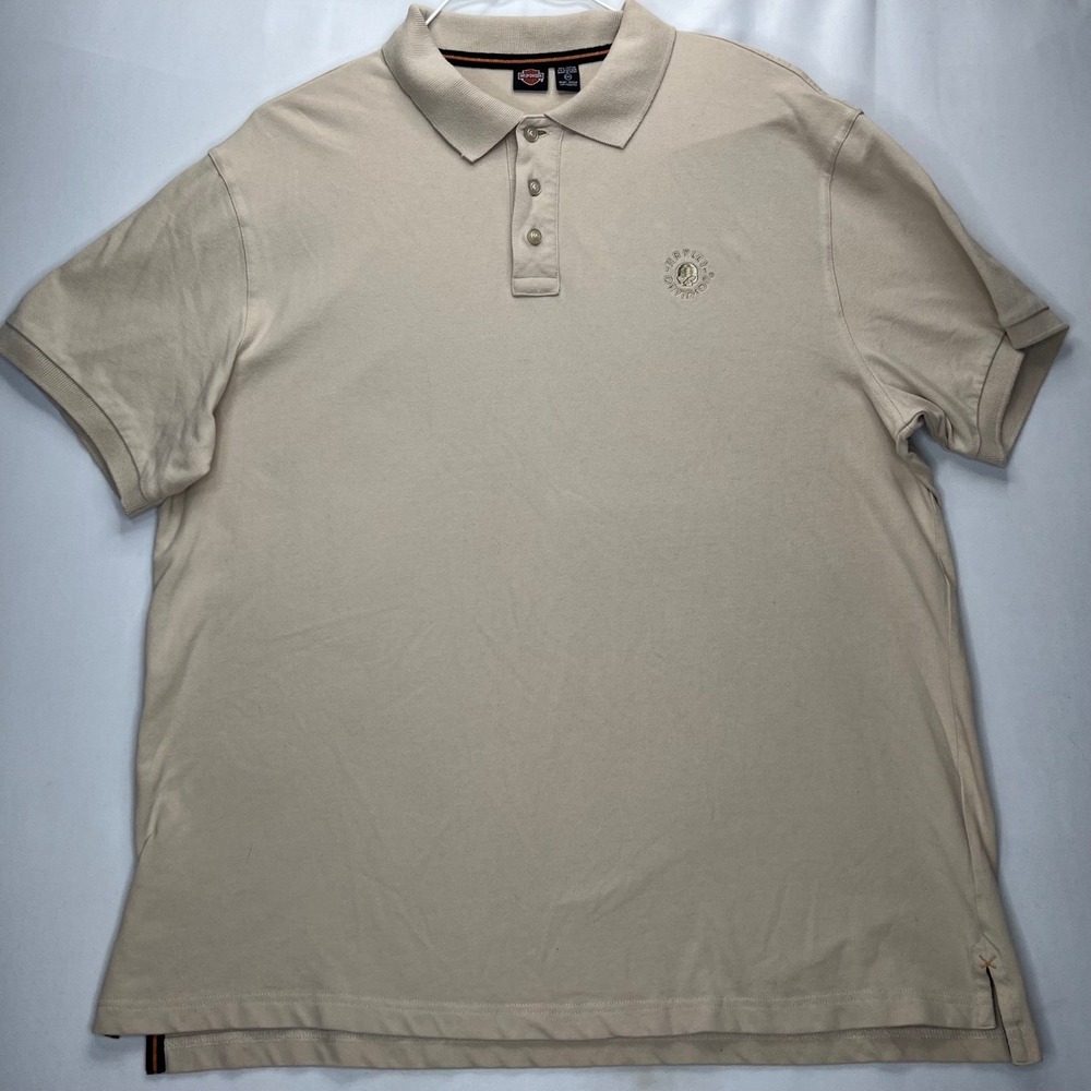 Harley-Davidson Polo Shirt Mens 2XL Tan Cotton Blend Willie G Skull Embroidered - Picture 14 of 14